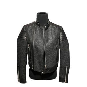 Diesel black gold leather and wool jacket